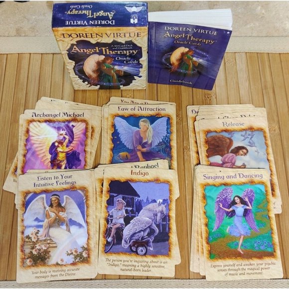 Angel Therapy Oracle Deck 44 Cards w/ Guidebook Booklet Doreen Virtue OOP - Picture 2 of 3